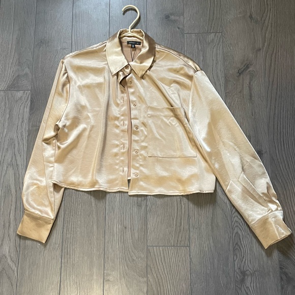 Dynamite satin gold button up top size small - Picture 1 of 3
